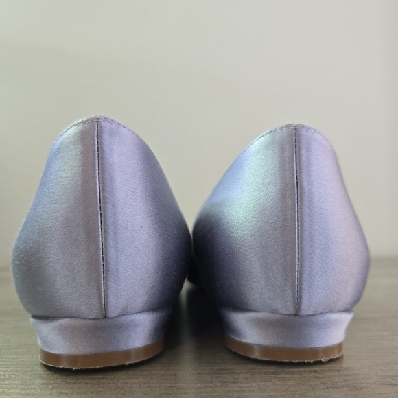 Manolo Blahnik Hangisi Flat Light Purple Satin Size 37 - Picture 10 of 16